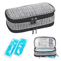 YOUSHARES Insulin Cooler Travel Case, Double Layer Handy Medication Insulated Diabetic Carrying Cooling Bag for Insulin Pen, Glucose Meter and Diabetic Supplies with 2 Cooler Ice Pack (Grey)