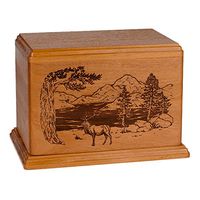 Wood Cremation Urn - Mahogany Elk