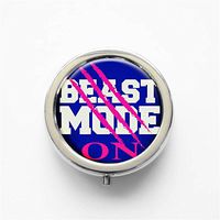 RhyNSky Beast Mode On Mini Portable Pocket Purse Pill Box Case Pillbox, 3 Compartments, Silvery, 195