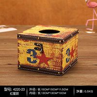 T-ZJHC European Creative Retro Tissue Box Home Room Bedroom Napkin Tray Living Room Coffee Table Storage, Square - red Star