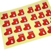 Stocking n Snowman Merry Christmas Stickers for Gift Wrapping or Scrapbook, Lot of 24 pcs