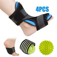 Plantar Fasciitis Night Splint Foot Orthotic Supports Kits - Adjustable Elastic Strap Plantar Fasciitis Braces + Spiky Massage Ball + Arch Supports (2 PCS) for Relieve Planter Fascitis Pain (Blue) …