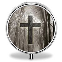 IMLONE Pill Organizer, Customized Bible Verse Pill Boxes with 3 Components and Mirror for Travelling and Daily Needs