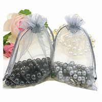 MELUOGE 100pcs 5X7 Inches Organza Drawstring Jewelry Pouches Bags Party Wedding Favor Gift Bags Candy Bags (Gray)