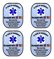 Autism 4 Pack Medical Alert Safety Window Decal Sticker