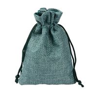 BZCTAH 20 PCS 9 x 12cm Linen Cotton Bags Jewelry Pouch Burlap Jute Bags, Reusable Cloth Souvenir Gift Bag with Drawstrings for Wedding Holiday, Treat DIY Craft Favor Bags Sack Pouch, Dark green