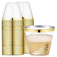 Landyta Elegant Party Cups With Gold Rim 50 Pack, 9 oz