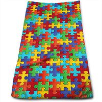 AZOULA Colourful Jigsaw Puzzle Pieces Face Hand Towels Microfiber Sport Towels for Sports, Hair Care, Cosmetology, Cleaning, Furniture Makeup Removing Cloths Fast Drying 27.5 X 12 Inch.