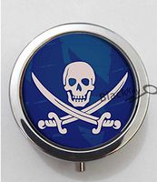 BlackKey Pirate Skull Crossed Swords Pattern 3-Compartment Decorative Pocket Gift Box Case Organizer for Pill, Color 1-95