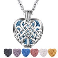 CELESTIA Essential Oil Diffuser Necklace for Women Heart Aromatherapy Locket Pendant with 7 Reusable Coloured Lava Stones Gift Jewelry Set - 24" Chain