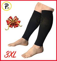 Presadee Wide Shin Calf Big Tall Super Size 20-30 mmHg Medical Compression Energize Leg Fatigue Circulation Support Sleeve (Black, 3XL)