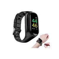 Kelinfei 2 in 1 Smart Watch Headphones,TWS Wireless Mini Bluetooth 5.0Earphones Headset Rechargeable Touch Screen Smart Sport Bracelet for Android & iOS (Black, OneSize)