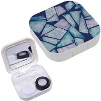 Portable Contact Lens Case Box Travel Kit Mirror + Bottle + Tweezers Container Holder [ Geometric Watercolor ]