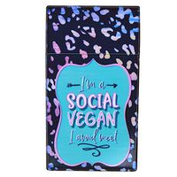 Printed Hard Box Cigarette Case for Full Pack, Fits 100s, Regulars - Social Vegan