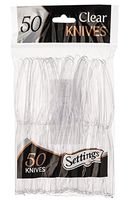 [50 Count] Settings Plastic Clear Knives, Heavyweight Disposable Cutlery, Great For Home, Office, School, Party, Picnics, Restaurant, Take-out Fast Food, Outdoor Events, Or Every Day Use, 1 Bag