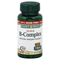 Nb Super B Complx &C Size 100ct Natures Bounty Super B-Complex W/ Folic Acid Plus Vitamin C Tablets 100 Ct