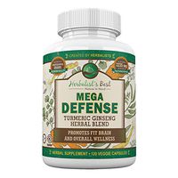 Mega Defense The Best Immune & Brain Support Supplement - Turmeric Curcumin with Ginseng, Olive Leaf & Bioperine(Black Pepper). Arthritis, Joint Natural Pain Relief with Anti-Inflammatory Antioxidants