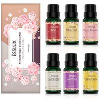 ESSLUX Floral Essential Oils, Pure Aromatherapy Essential Oils Gift Set for Diffuser & Massage, Gardenia, Rose, Jasmine, Ylang Ylang, Cherry Blossom, White Tea Essential Oil, 6x10ml