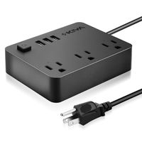 Power Strip with USB - 3 Outlets and 3 USB Port-Desktop Charging Station with 5ft Heavy Duty Extension Cord- Multitude Outlets for Indoor Office & Multiple USB Devices-Black