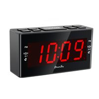 DreamSky Dual Alarms Clock Radio with AM/FM Radio and Sleep Timer,Large Number Display,Battery Backup