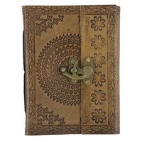 Leather Embossed Journal with Lock 5x6.875"H