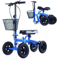 ZBYL Folding Knee Walker Medical Scooter for Broken Leg Foot Injuries, Height Adjustable Single-Leg Rehabilitation Crutches Alternative