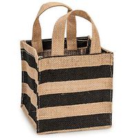 NW Black Striped Burlap Bag with Plastic Lining - 6 x 6 x 6in. - 18 Pack