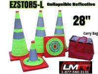 EZSTOR5-L Collapsible Road Cones Safety Lime Green HD Rubber Base
