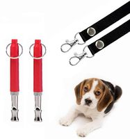 Dog Whistle to Stop Barking, [2 Pack] Adjustable Pitch Ultrasonic Training Tool Silent Bark Control for Dogs- Pack of 2 PCS Whistles with 2 Free Lanyard Strap (Red)