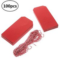 EBTOYS Christmas Hanging Tags Kraft Paper Gift Tags with String Gift Tag Hang Tags with 10M Natural Jute for Christmas Holiday Birthday Wedding Decoration,100pcs (Red)