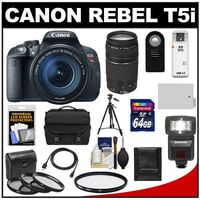 Canon EOS Rebel T5i Digital SLR Camera & EF-S 18-135mm IS STM Lens with EF 75-300mm III Lens + 64GB Card + Battery + Case + Flash + Filters + Kit