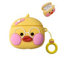 UnnFiko Super Cute Duck Airpods Case, 3D Cartoon AirPods Silicone Protective Case with Airpods Accessories Finger Loop Strap (Injured Duck)