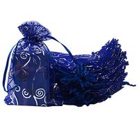 UHANGETH 100Pcs Organza Bags Jewelry Party Wedding Favor Drawstring Pouches Gift Bags (4x6, Silver-Blue)