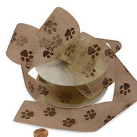 Brown Sheer Brown Paw Organza Ribbon 1 1/2" X 25 Yards