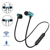 Sandistore Magnetic Wireless Bluetooth Earphone Headset Sports Stereo Headphone Earbuds Hands-Free with Mic (Blue)