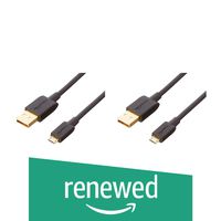 AmazonBasics USB 2.0 A-Male to Micro B Charger Cable (2 Pack), 3 feet, Black (Renewed)
