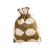 TooGet 12PCS Double Drawstring Cotton Linen Jute Cloth Sack Muslin Bags Favor Wedding Gift Jewelry Candy Bags Packing 5x6.7 Inch(Hedgehog)