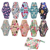 OHBABYKA Washable Reusable Bamboo Sanitary Napkins Pads for Women,Super-Absorbent, Soft and Comfortable (L, 10PCS-BW10)