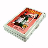 Perfection In Style Metal Cigarette Case with Built in Lighter Vintage Drinking Ads Design 012