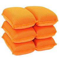 Miracle Microfiber Kitchen Sponge by Scrub-It (6 Pack) - Non-Scratch Heavy Duty Dishwashing Cleaning sponges- Machine Washable- (Orange)