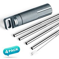Reusable Collapsible-Straws, Telescopic Stainless Steel Metal Straw Portable Drinking Straw with Military Grade Air-Tight Accessory Case for Camping, Hiking & Outdoors(1 Grey Dry Box+4 Metal Straws)