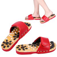 Happylife Reflexology Foot Massager Tools, 1 Pair Acupressure Massage Slippers Shoes Sandals Mat for Men Women, Relief Plantar Fasciitis Heel Arch Arthritis,Red,27.5cm/10.83inch