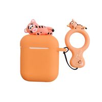 UR Sunshine AirPods Case, Super Cute Funny Lying Cartoon Animal Soft Silicone Case Cover Protective Skin for AirPods1/AirPods 2+Ring Lanyard-Tiger