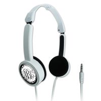 Graphics and More Personalized Custom Monogram Fancy Font Vine Outline Novelty Travel Portable On-Ear Foldable Headphones