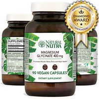 Natural Nutra Magnesium Glycinate 400 mg Supplement, Pure, Chelated, High Absorption and Bioavailable for Sleep, Anxiety, Restless Legs and Cramp Relief, Vegan, Soy Free, 90 Capsules