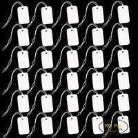 YEJI 100 pcs White Marking Tags Gift Tags Display Tags Price Tags Price Labels with White Hanging String, Size 15 x 25 mm