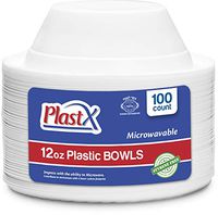 100 Count, PlastX Disposable 12oz White Plastic Dinnerware Soup Bowls, Microwavable, Great For Home, Office, Wedding, Parties, or Everyday Use, 1 Pack