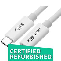 AmazonBasics USB Type-C to USB Type-C 3.1 Gen1 Adapter Charger Cable - 3 Feet (0.9 Meters) - White (Renewed)