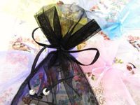 100pc Pearl Bead String 4x6" Mini Organza Gift Bag (PO2-Black) US SELLER SHIP FAST