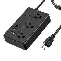 Duvik 3 Outlet Power Strip USB, 5ft Extension Cord, Desk Charging Station, Multi Outlet Extender, Non Surge Protector for Cruise Ship, Desktop, Travel, Home and Hotel - Black